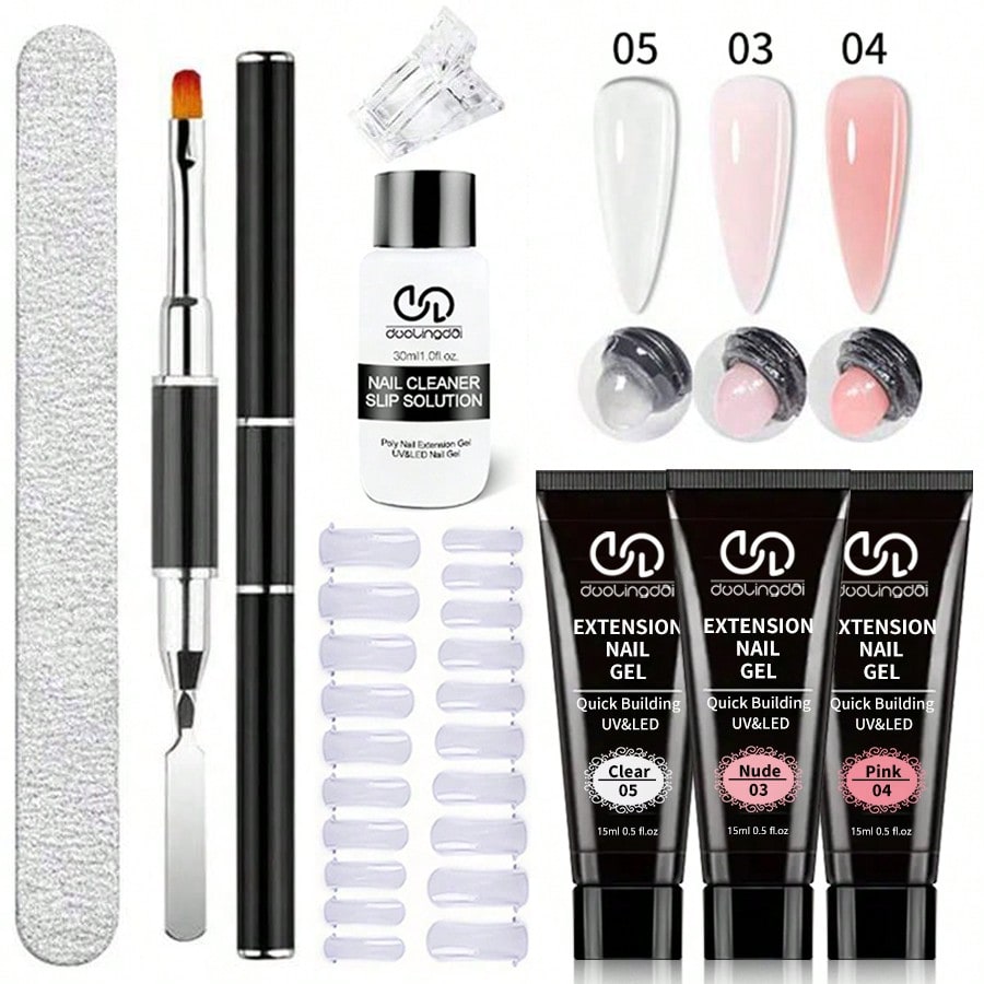 Acrylic Powder Clear - 8 pièces/ensemble Poly Extension Gel ensemble