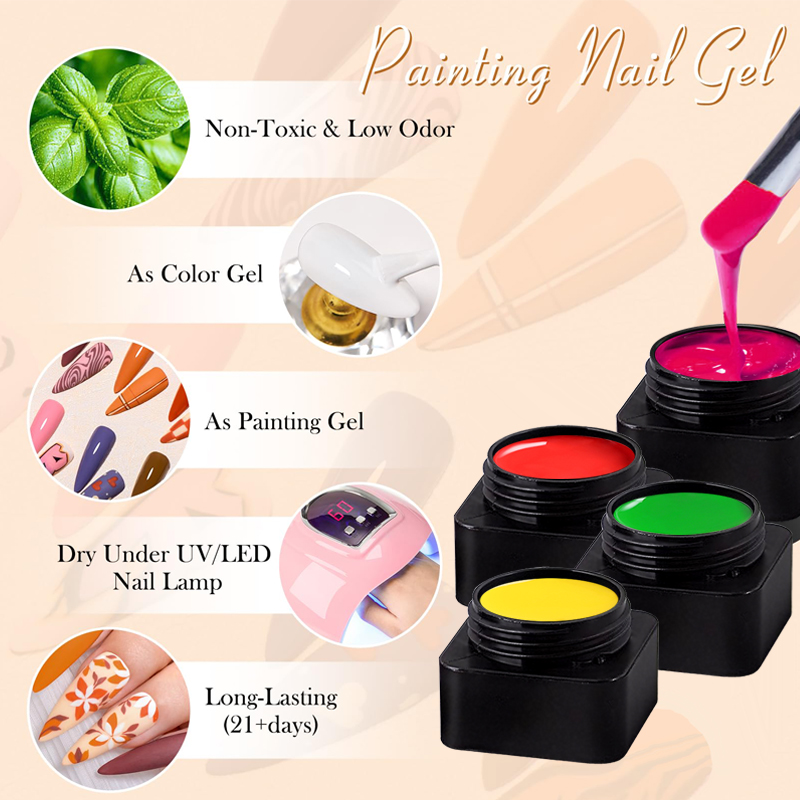 Nail Art Full Design - CHUNSHU-Gel de peinture semi-solide sans lingette,