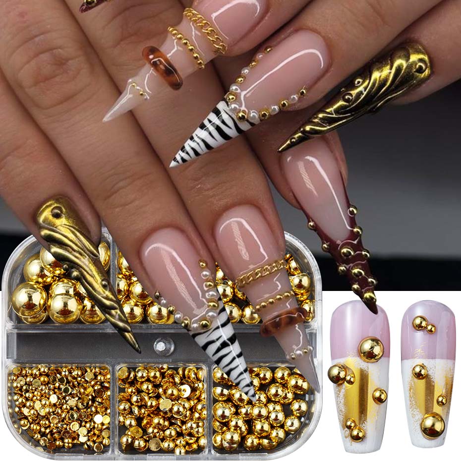 Nail Art Full Design - 6 grilles taille mixte doré argenté