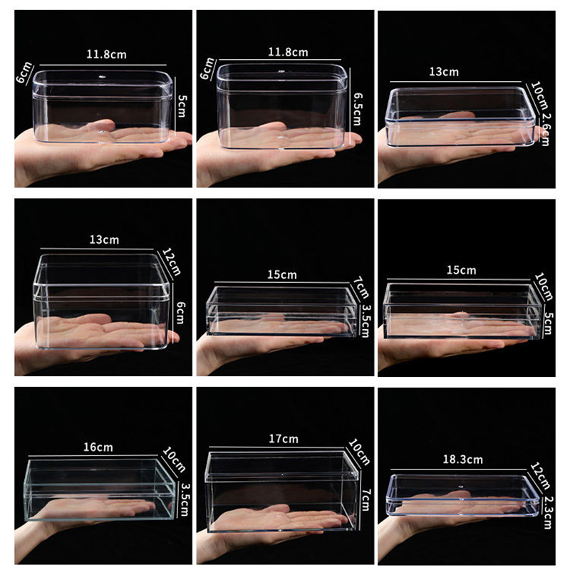 Acrylic Powder Clear - Boîtes en acrylique transparentes avec couvercle,