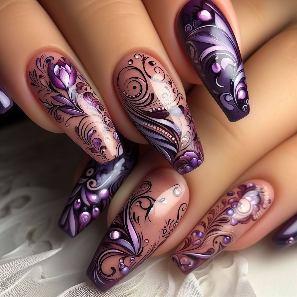 Nail Art Full Design - Faux ongles moyens pour femmes et