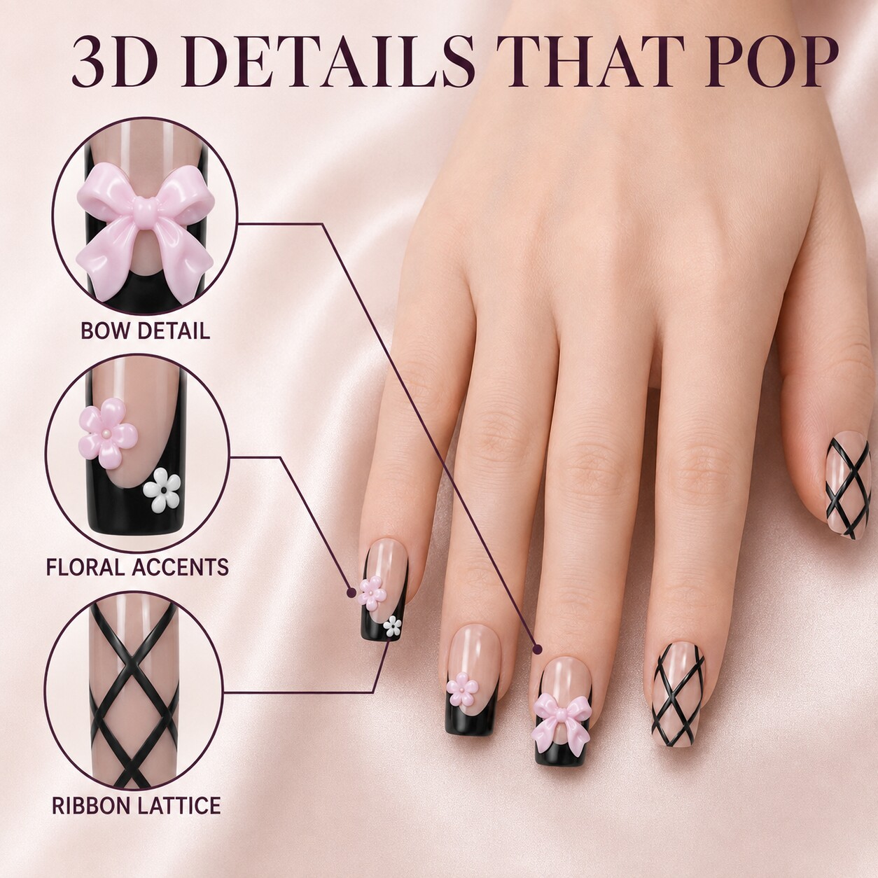 Faux ongles 3D à presser avec  - Nail Art Motif avis et prix