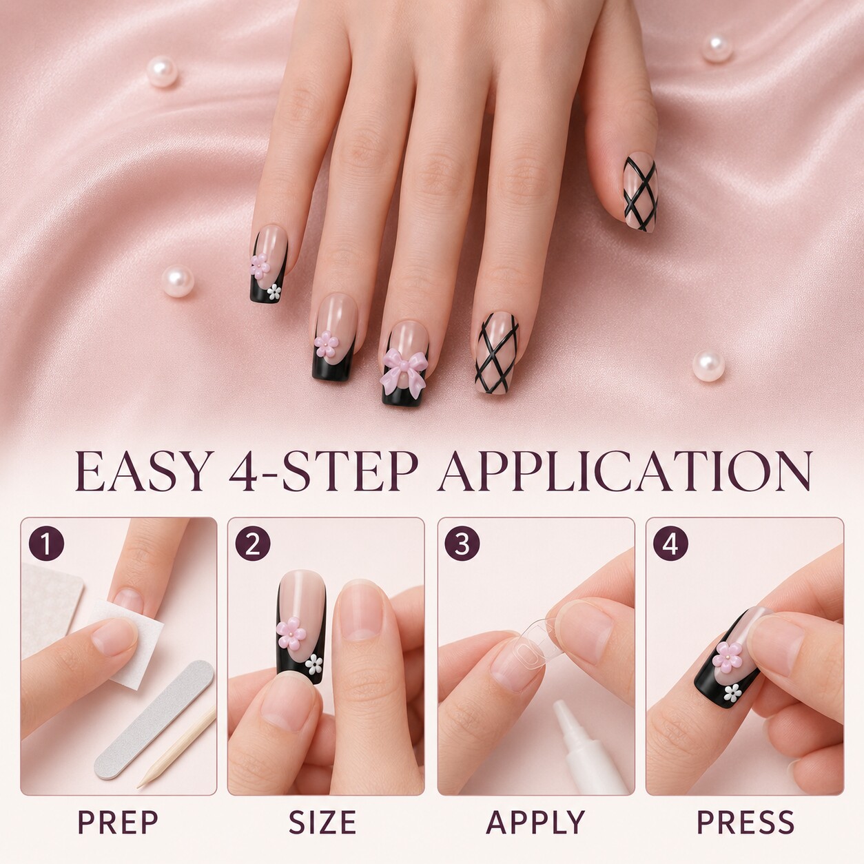 Faux ongles 3D à presser avec  - Nail Art Motif avis et prix